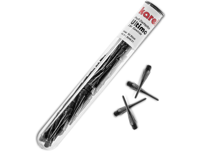 Karella Softspitzen Ultimo 50 Stück – Schwarz Softdart-Spitzen 2BA Gewinde (4.7 mm)