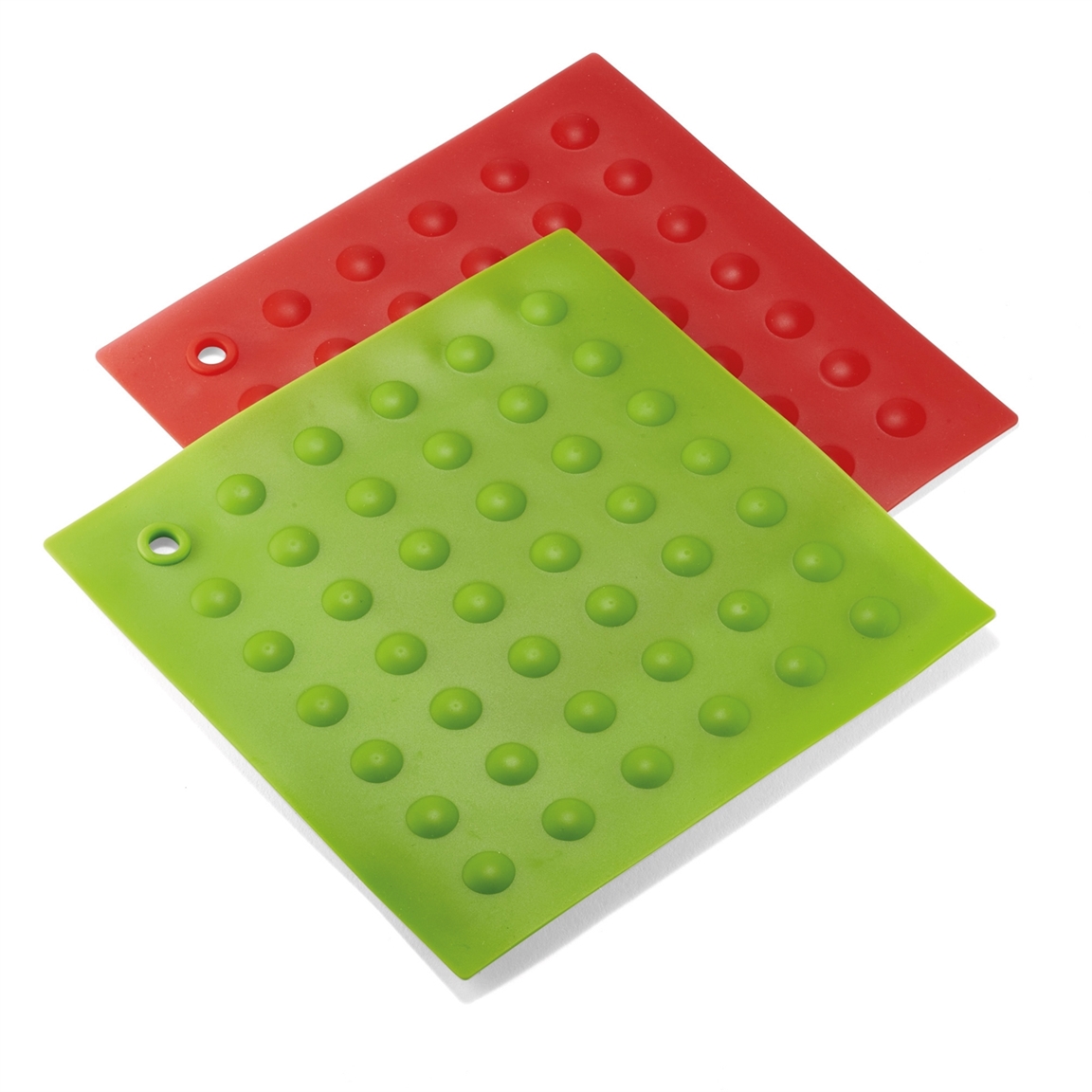 2 carrés silicone rouge/vert
