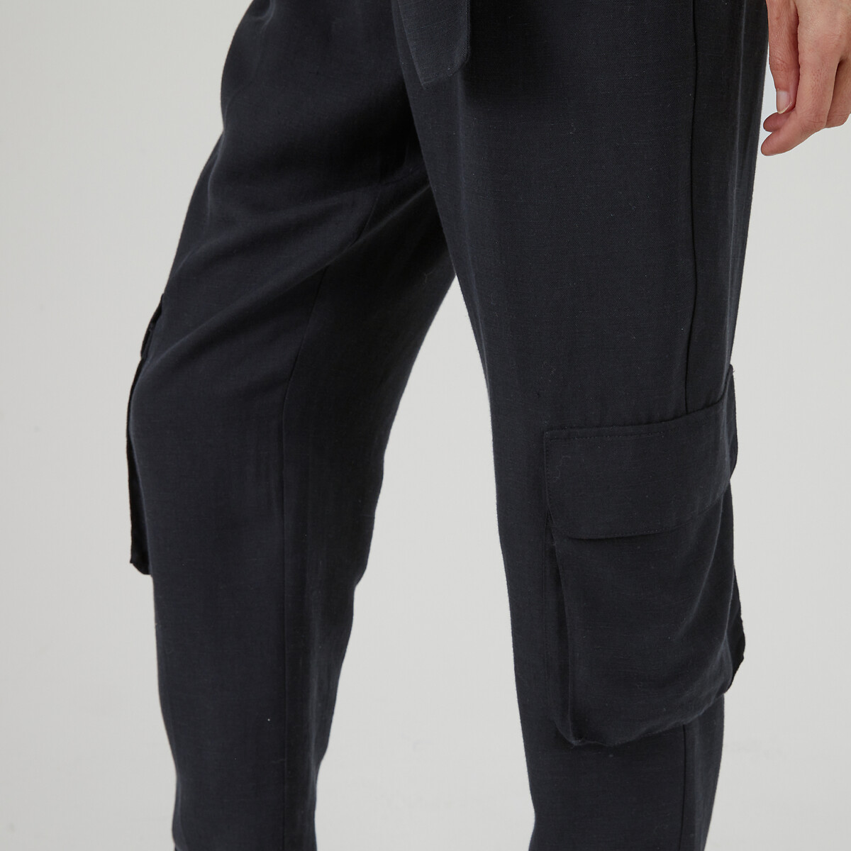 COLEÇÕES LA REDOUTE<br>Calças slim em liocel e linho, com bolsos frontais