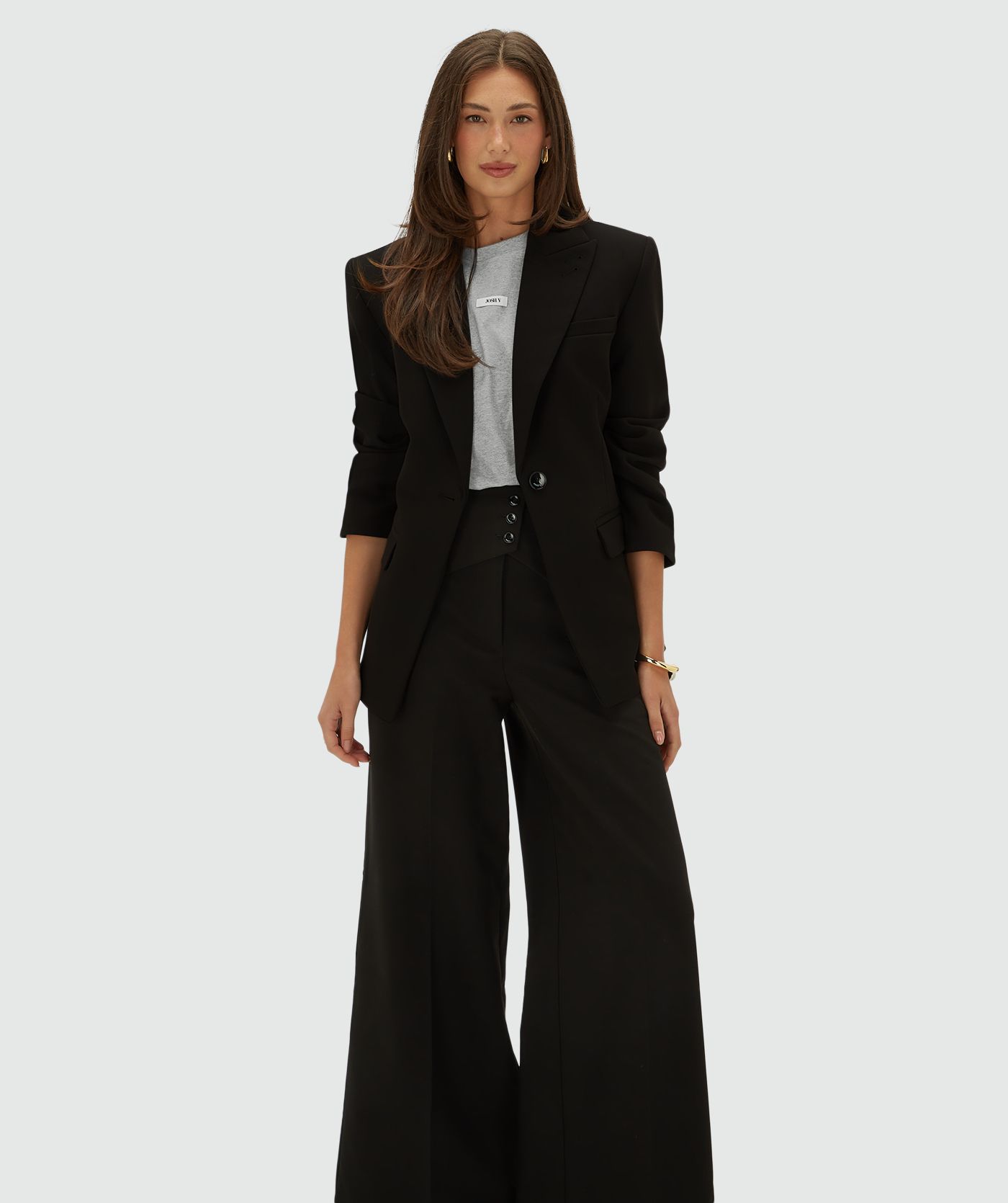 JV-PETRA high rise wide leg pantalon - black