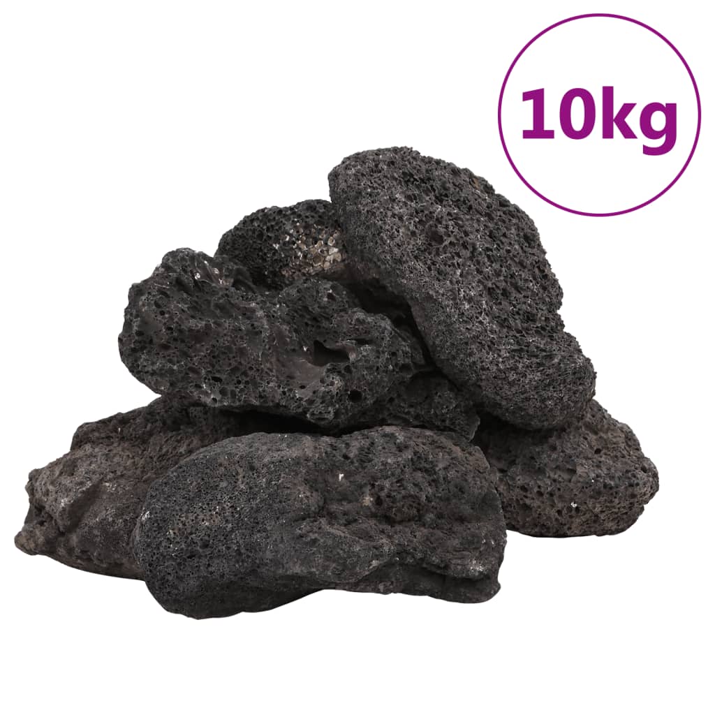 vidaXL Rochas Vulcânicas Pretas 10 kg 10-30 cm