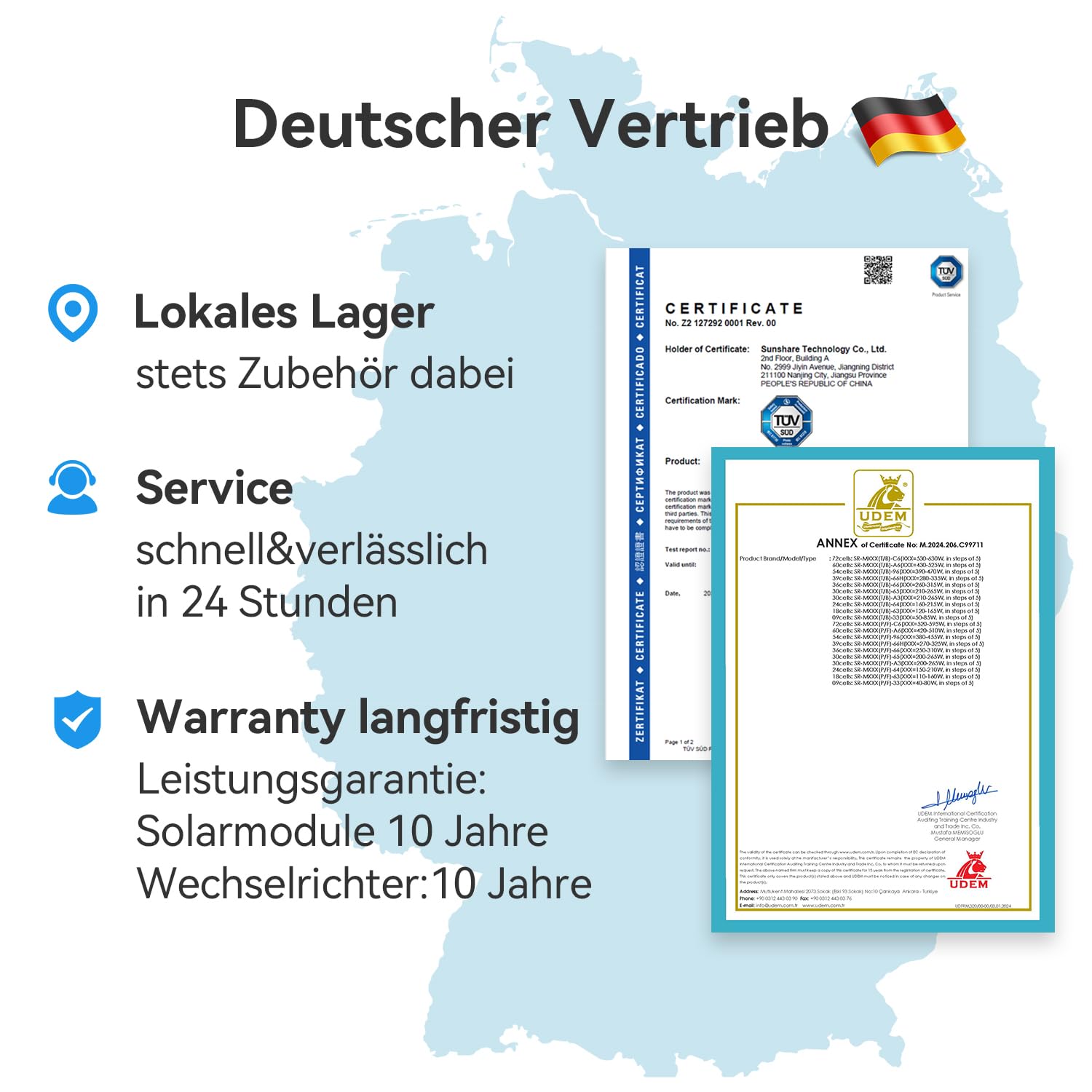 Ray 400W Balkonkraftwerk mit Halterung (Beton Balkon) - Balkonkraftwerk 800W komplett Steckdose - neuester 800 Watt Wechselrichter - Solaranlage Komplettset - inkl Zubehör - 5m Kabel