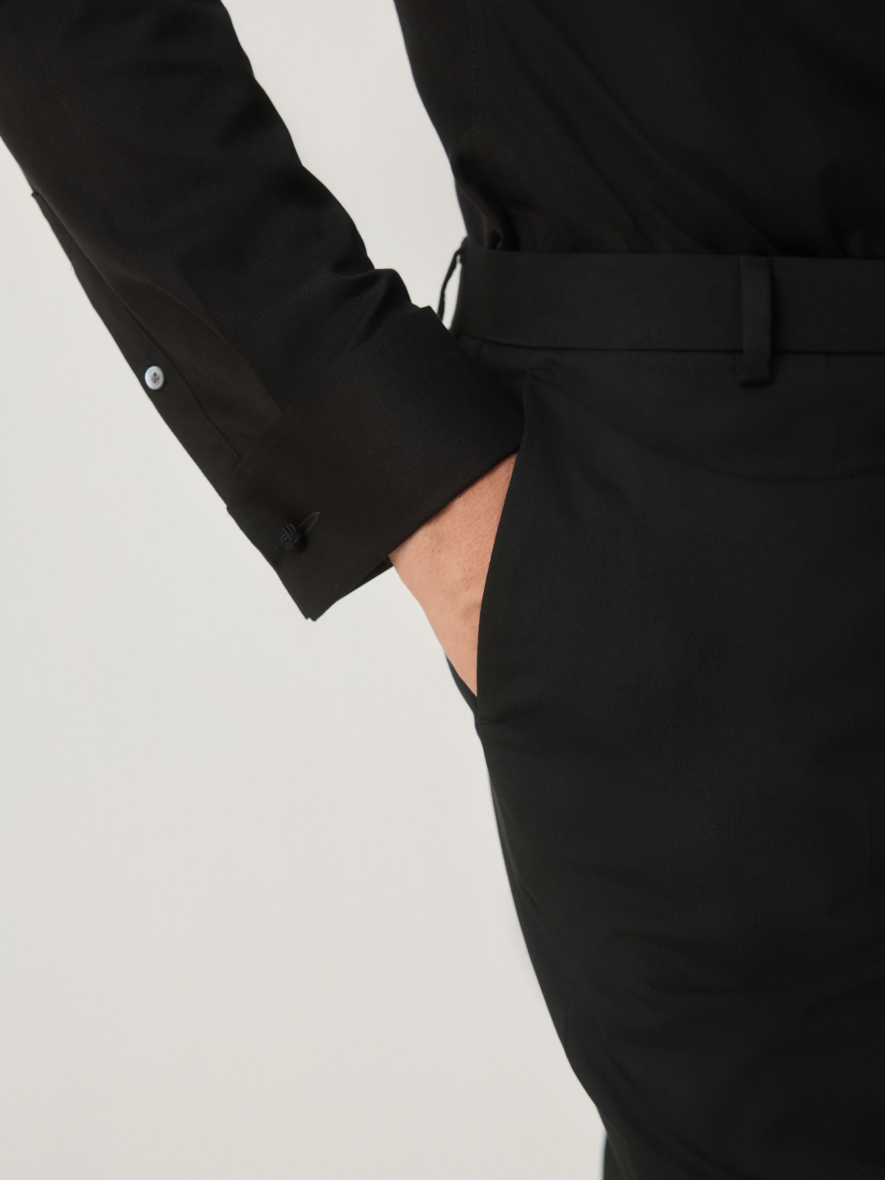 Zwart - Slim-fit smoking pantalon