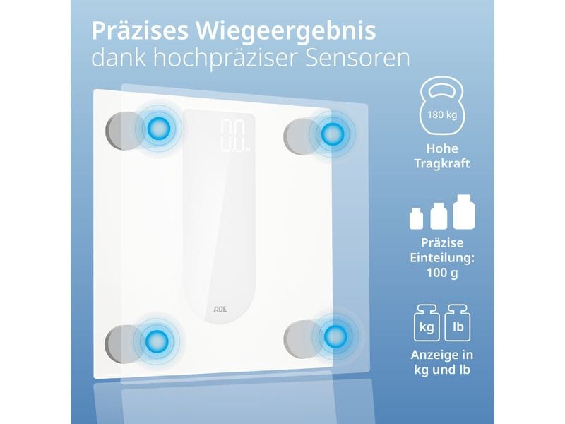ADE Personenwaage Allegra Weiss Digitale Körperwaage in modernem Design