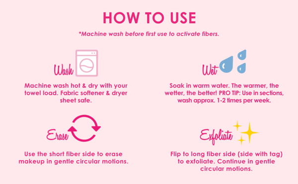 Makeup Remover Klut - Fjerner alle sminkerester - Rosa