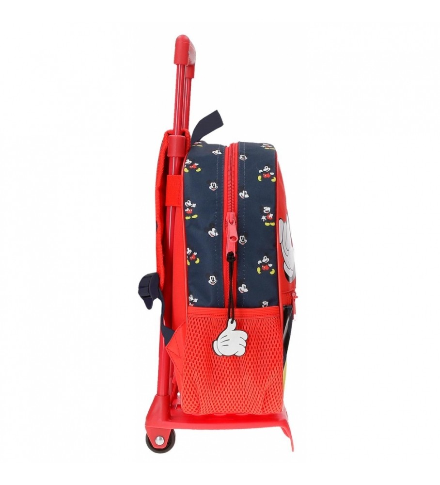 Mochila pré-escolar Joumma Bags Mickey Mouse Fashion de 28 cm com rodas vermelhas.
