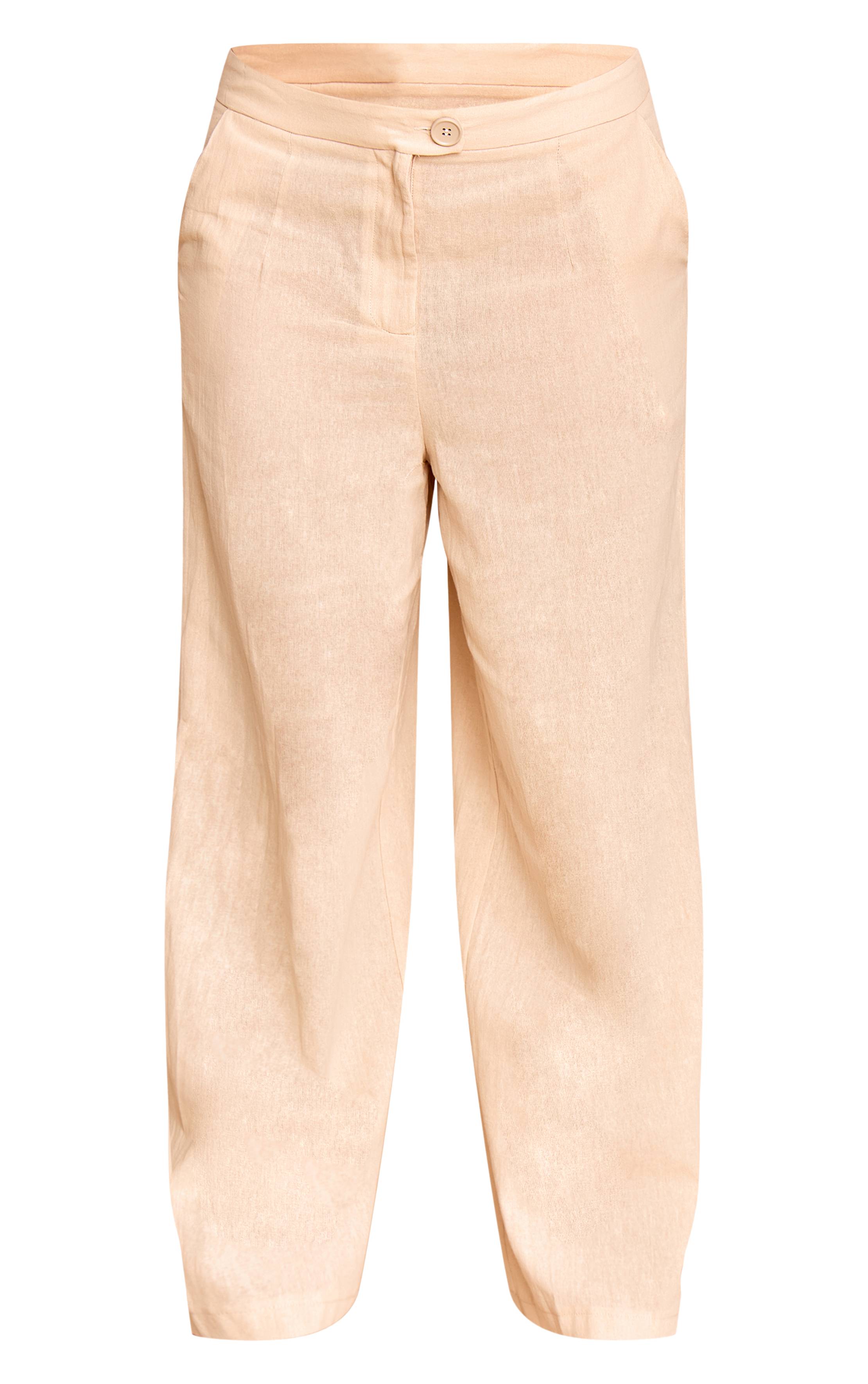 Sable Pantalon Large À Rayures Aspect Lin Grande Taille