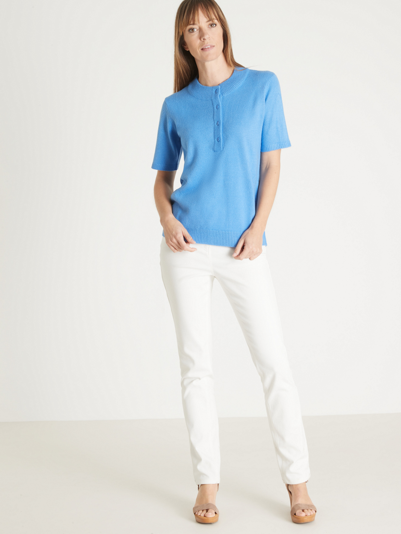 Pull manches courtes encolure tunisienne