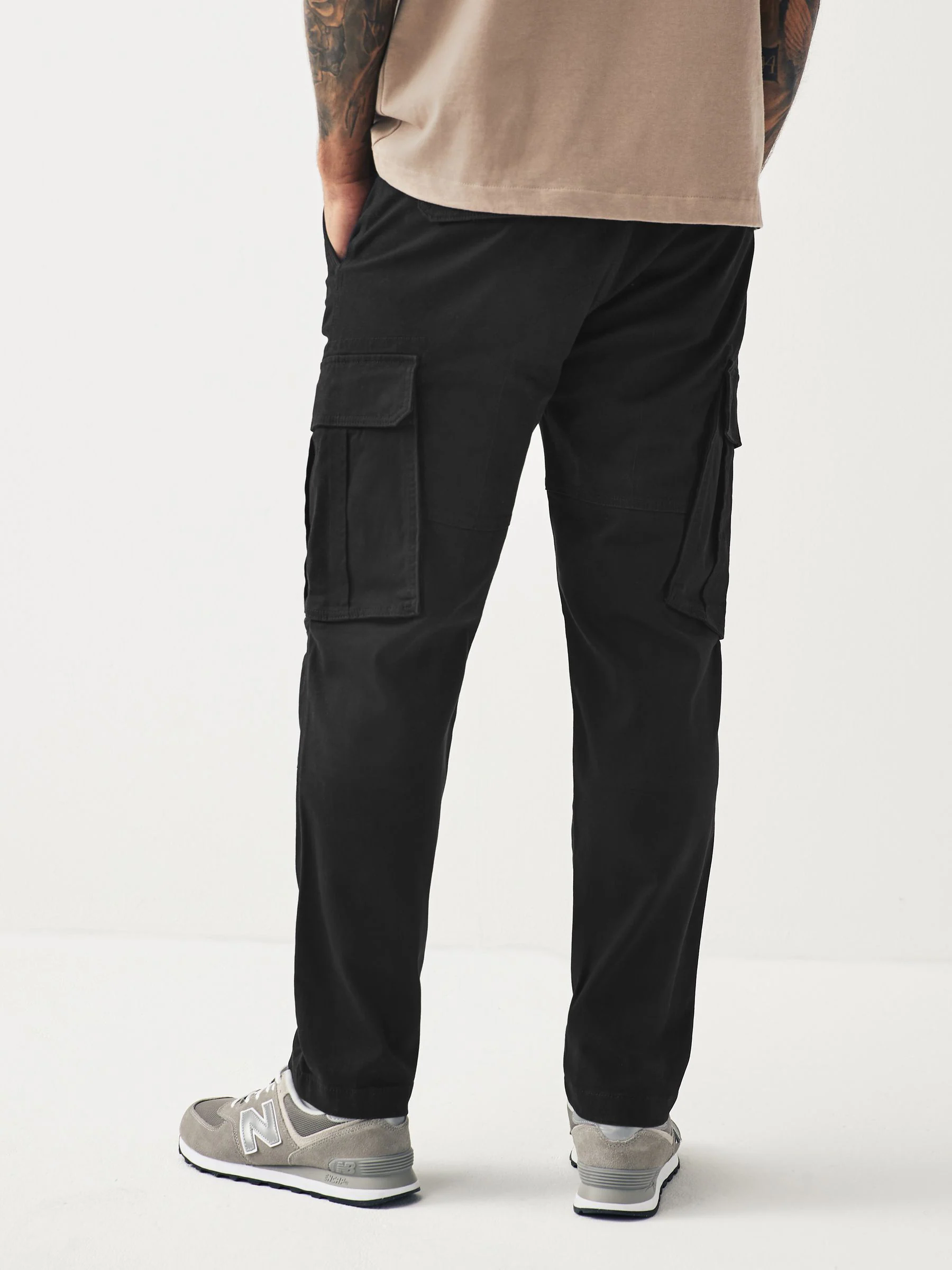 Zwart/antraciet - Slim Fit - Verpakking van 2 stretch-cargobroeken met hoog katoengehalte