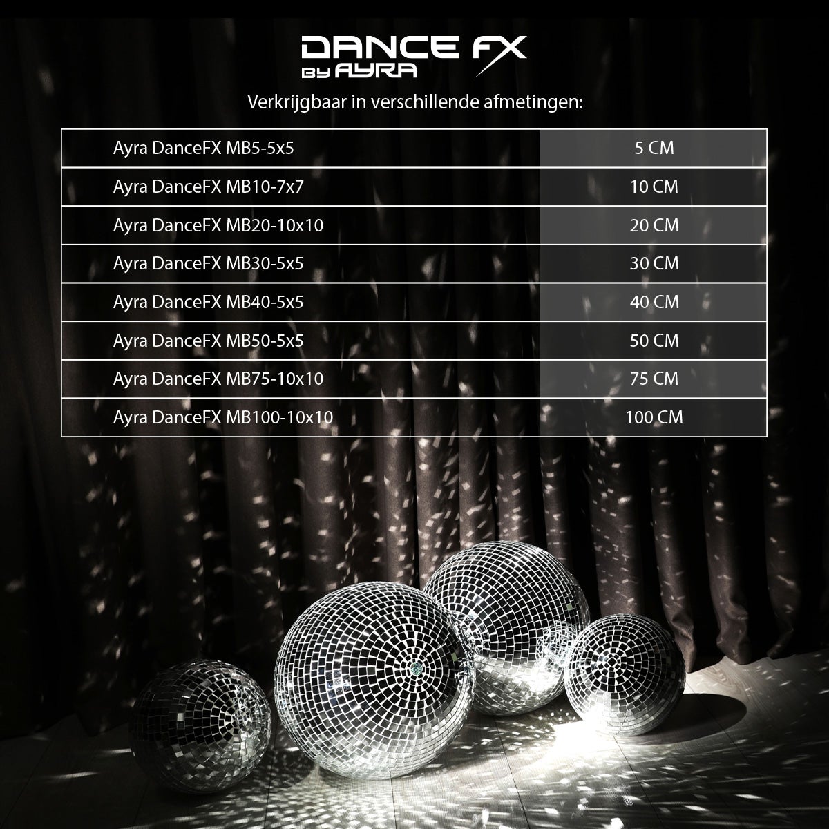 Ayra DanceFX MB20-10x10 spiegelbol 20 cm met motor en spot