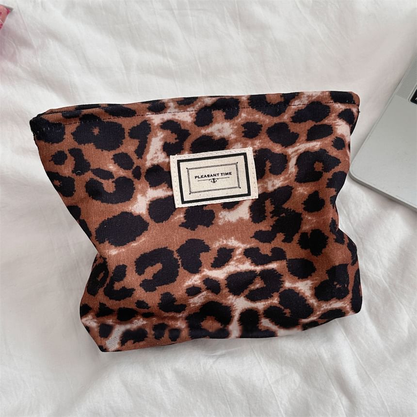 Bitabis - Letterapplicatie Luipaardprint Make-uptas / Etui