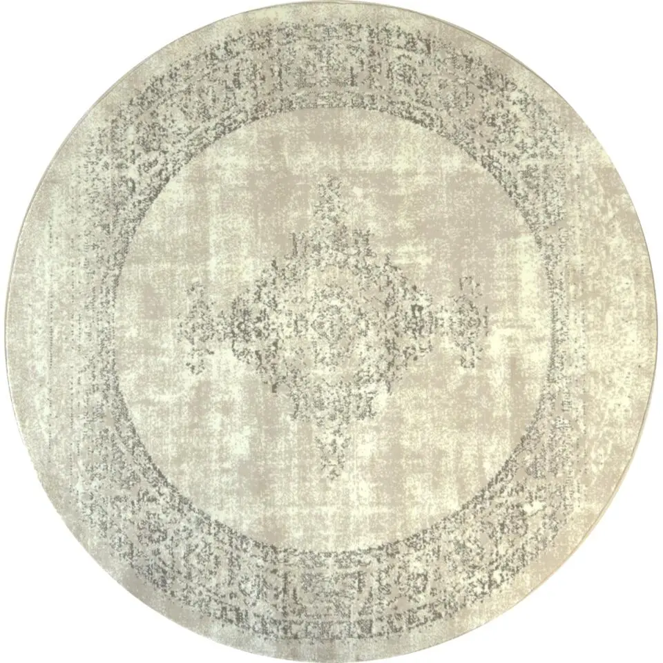 Istanbul Vintage - Laagpolig Vloerkleed - Retro Tapijt - Creme - 300 CM ROND
