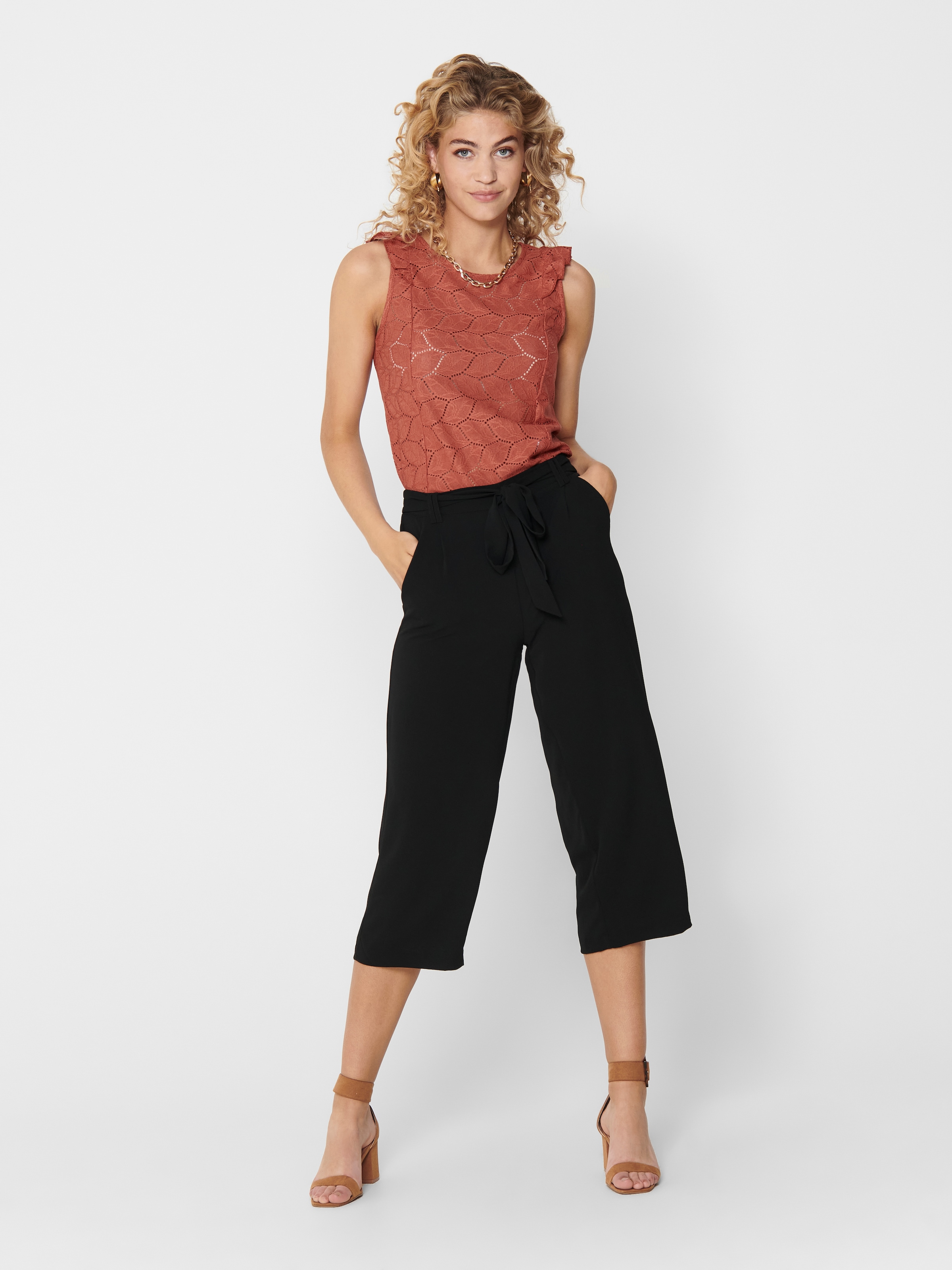 ONLY Palazzohose »ONLWINNER – Culottehose mit elastischem Bund und Kordelzug«  unifarben, modisch, regular fit, Kunstfaser, Eingrifftaschen