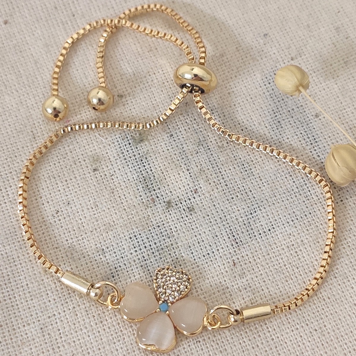 Bracelet - Laiton plaqué or & zirconiums