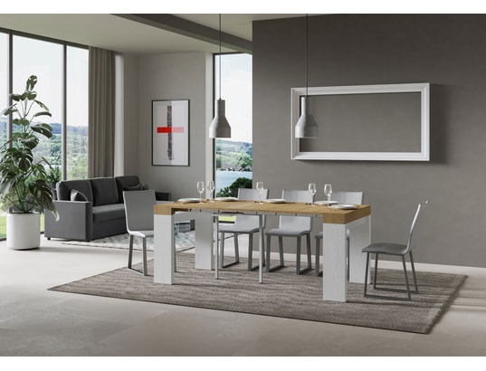 ITAMOBY - Console extensible roxell mix 90x40/196cm chêne/frêne blanc