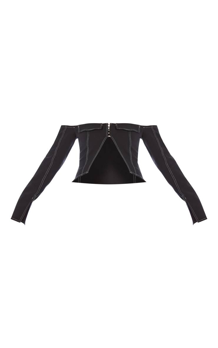Noir Top Corset À Coutures Contrastées Label Plt