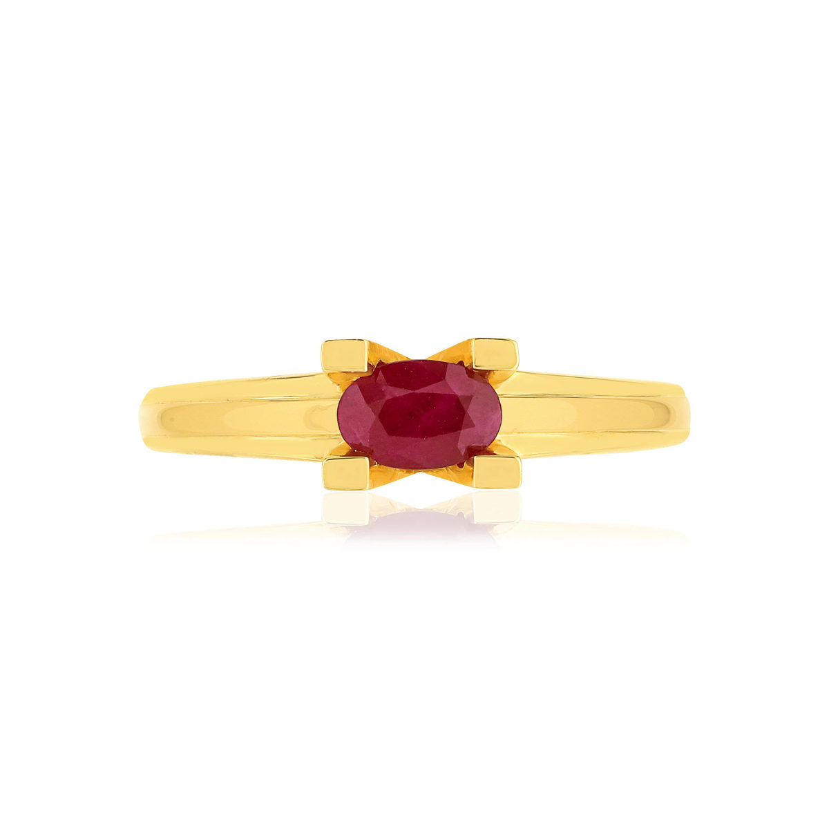 Bague VAN BRILL or jaune 750, rubis, diamant.