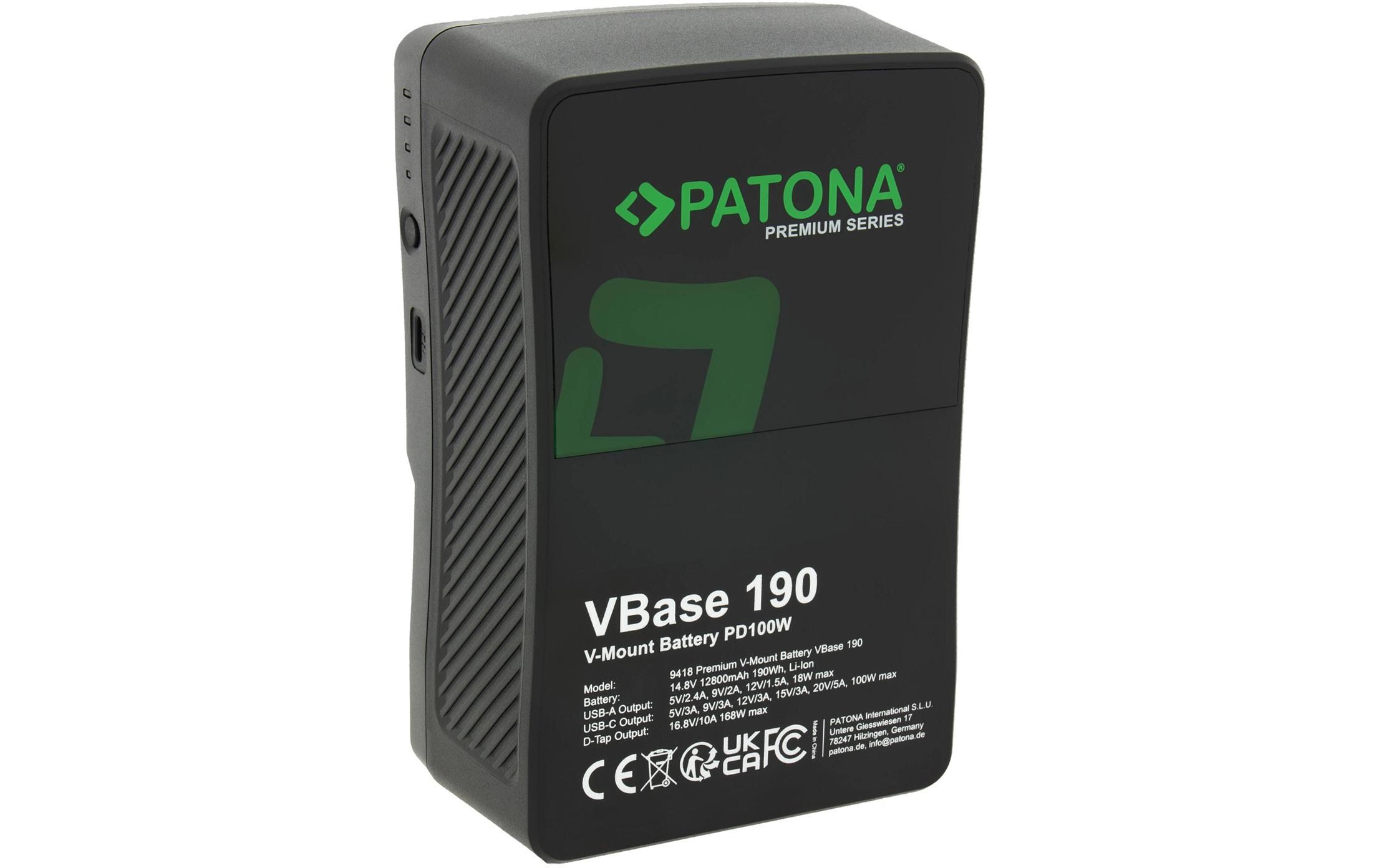 Digitalkamera-Akku VBase 190<br>Vielseitiger V-Mount Akku mit USB-C Power Delivery
