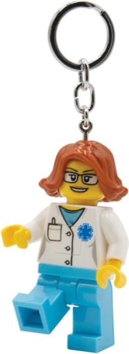 Lego - Ledlite Nøglering Med Led Lys - Kvindelig Læge - 9 CM