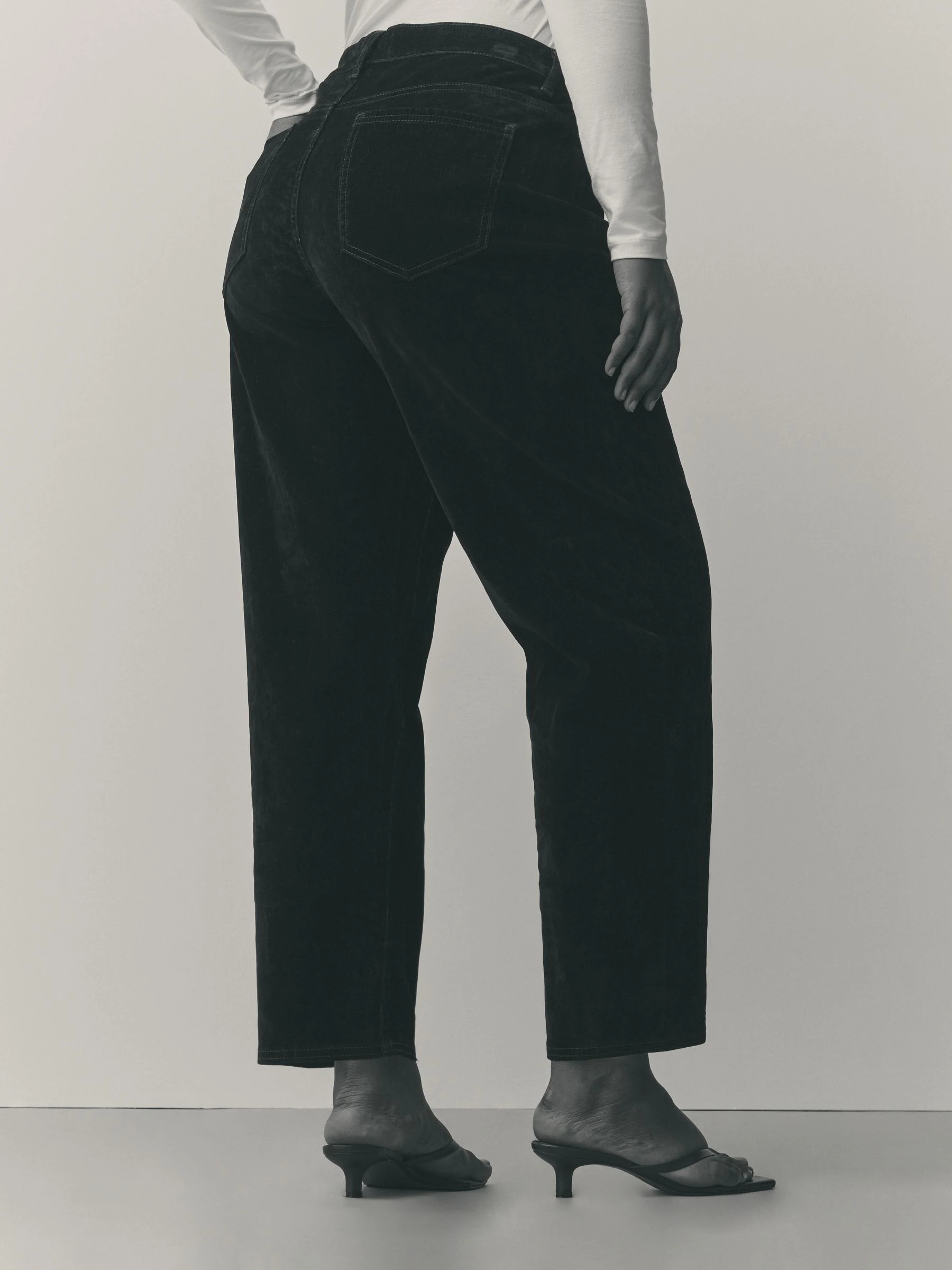 Zwart - Hourglass N. Premium gevlokte comfortabele stretchy Denim Jeans