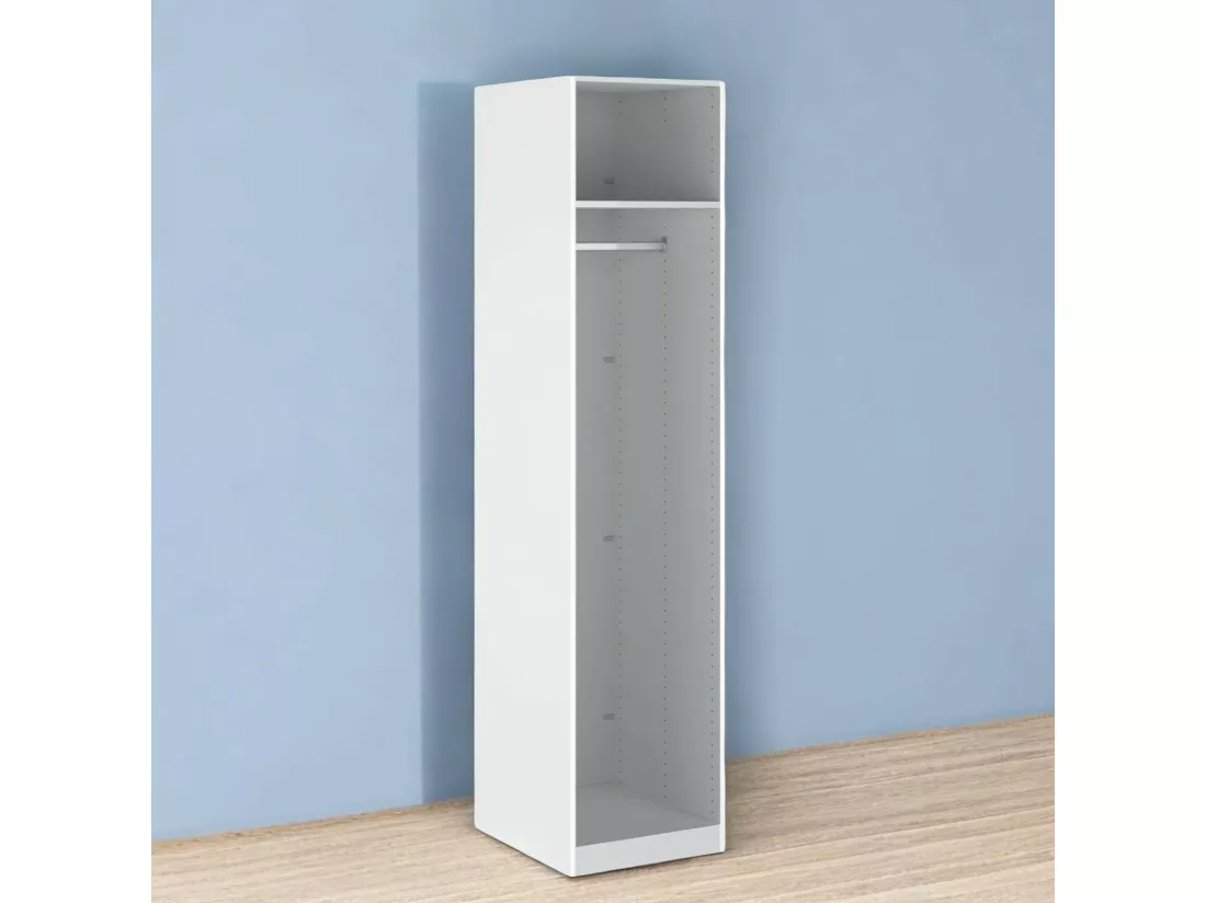 Grande Garde-robe Dquarant, Meubles de chambre, Penderie de plain-pied, Placard à vêtements, 58x50 h219 cm, Blanc
