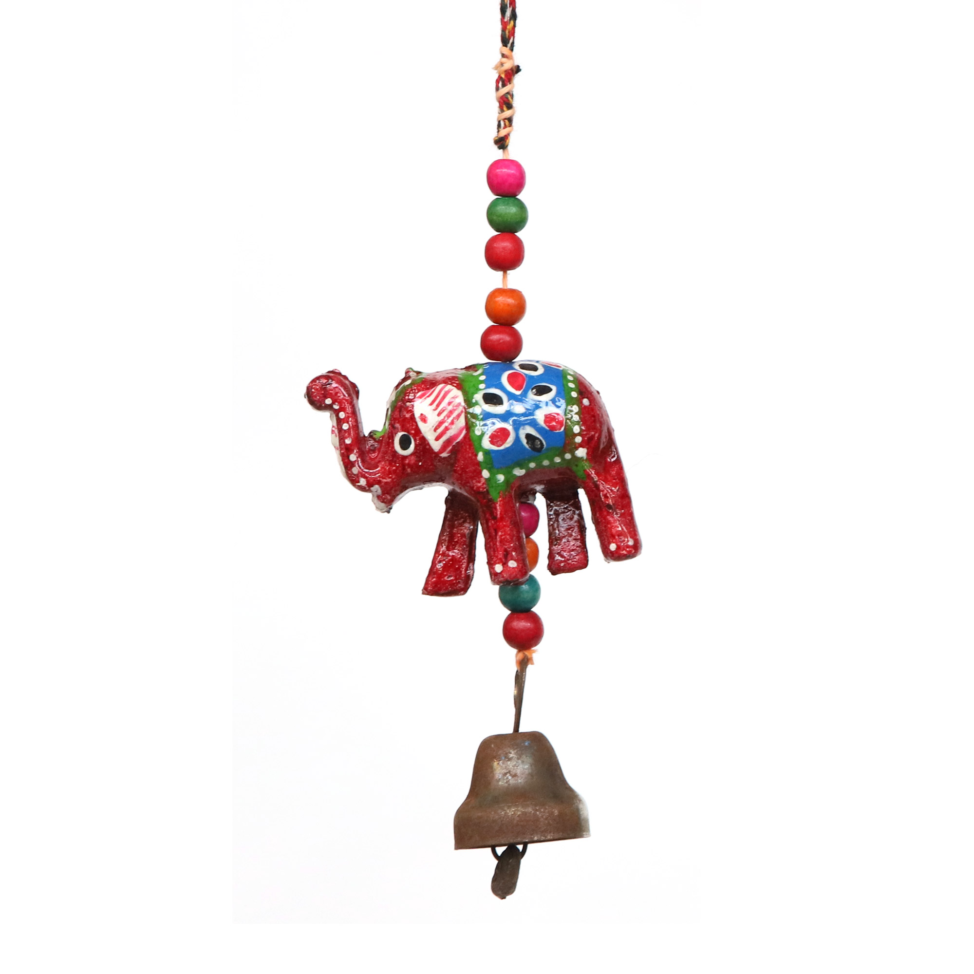 Anhänger 'Elefant' rot mit Glocke, H 13 cm, B 5 cm von fischer's lagerhaus