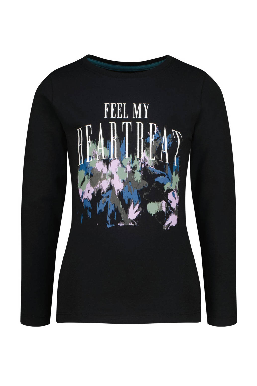 Vingino longsleeve Jasmine met printopdruk zwart heartbeat