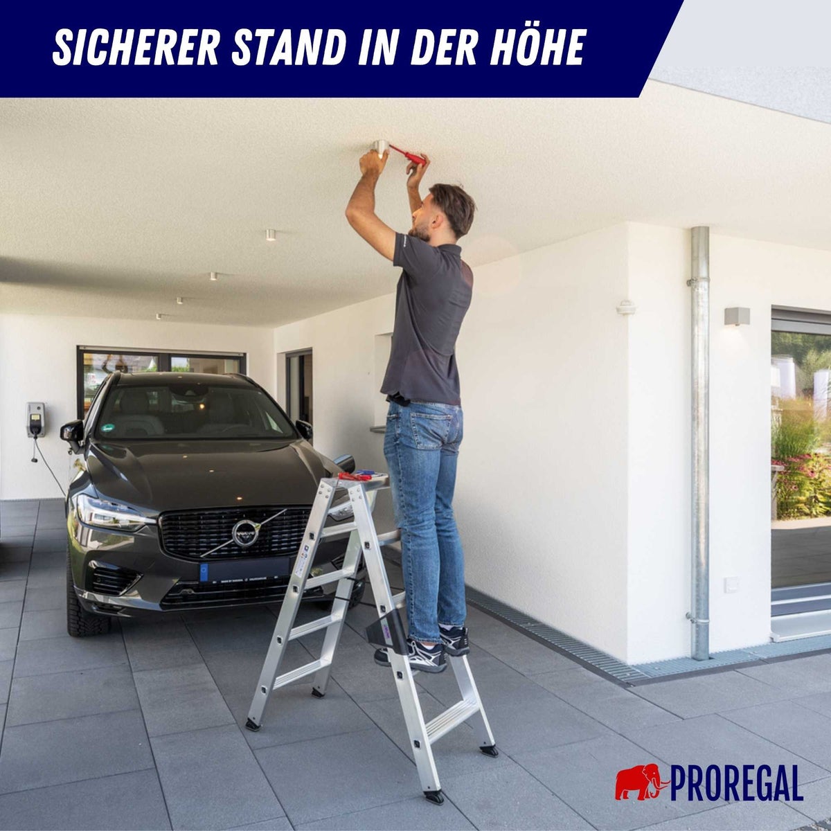 PROREGAL Trapladder, dubbelzijdig toegankelijk, 2 x 5 treden