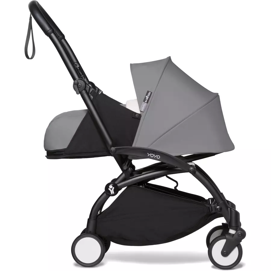 BABYZEN Kinderwagen YOYO2 0+ Black mit Neugeborenenaufsatz inkl. Textilset Grey