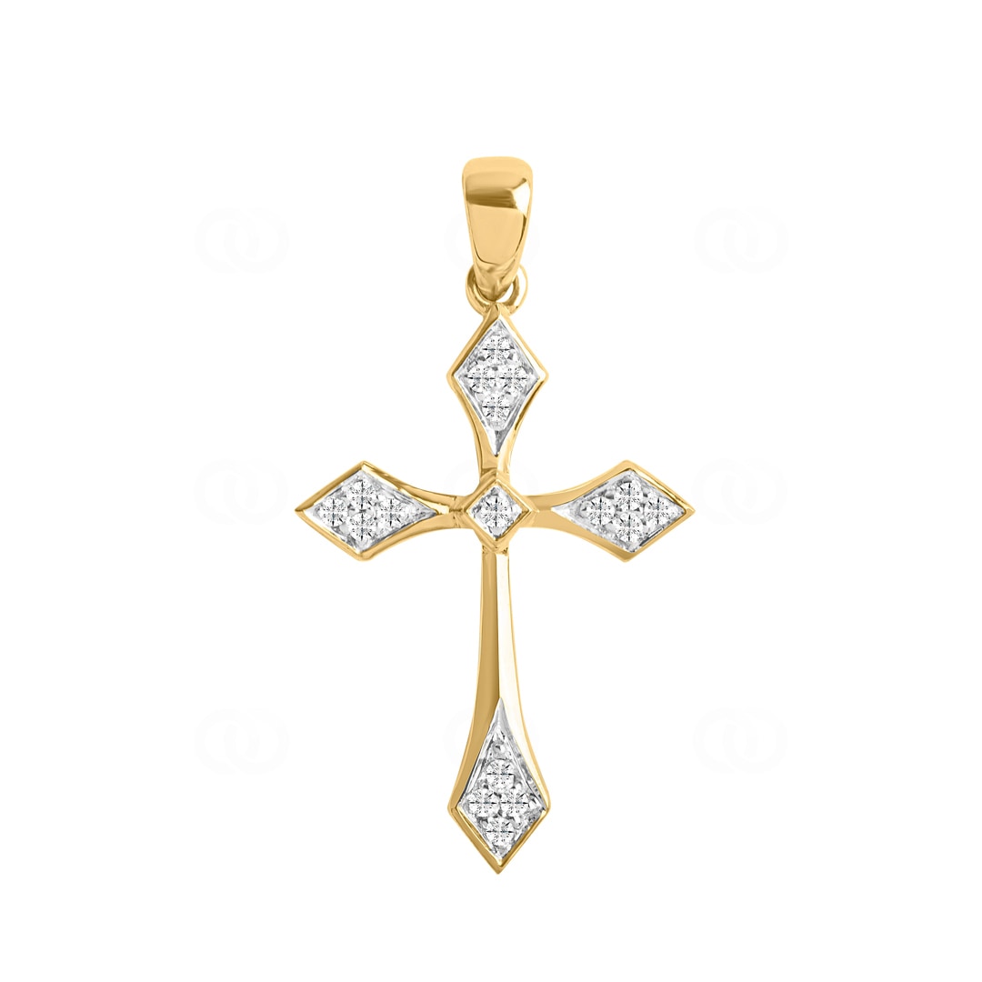 Anhänger 750/18 K Gelbgold Kreuz mit Diamanten 0.05 ct H/si