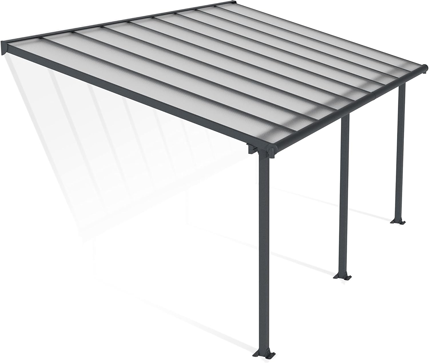 Canopia by Palram Terrassenüberdachung Alu Olympia 3X5.46 Polycarbonat Hohlkammerplatten Pergola 546 x 295 cm Grau zur Überdachung ihrer Terrasse