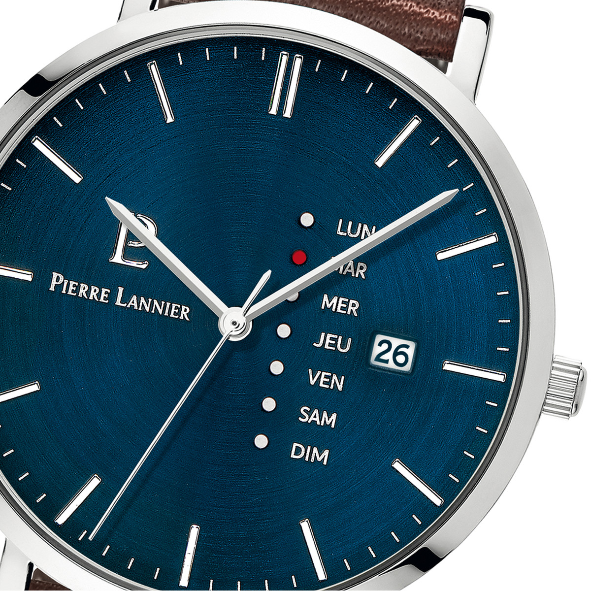 Montre PIERRE LANNIER Data homme bracelet cuir brun