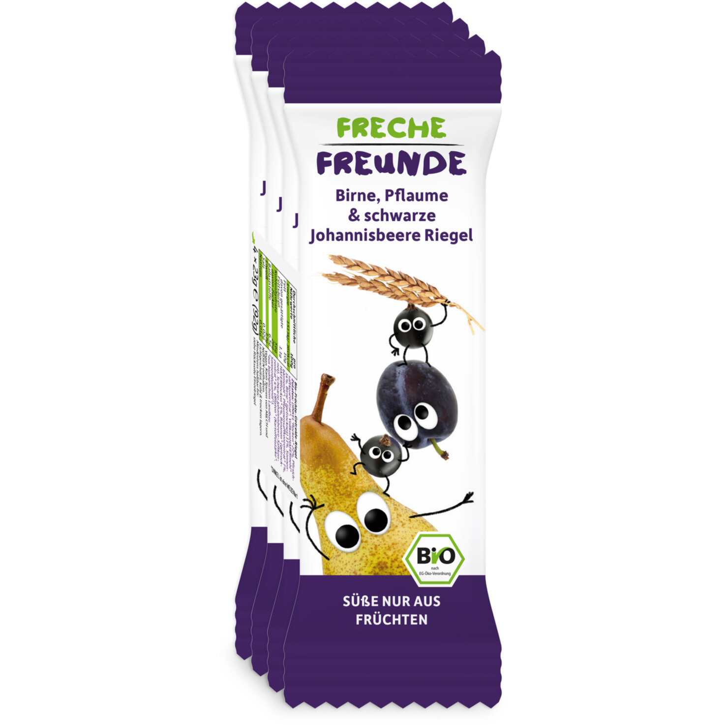 Freche Freunde Bio Riegel Birne Pflaume & schwarze Johannisbeere 12+ Monate 4x23g