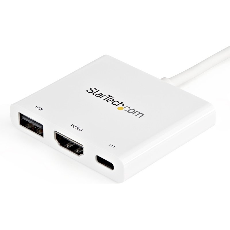 StarTech.com Adaptateur multiport USB-C vers HDMI 4K avec USB Power Delivery et port USB-A - Blanc