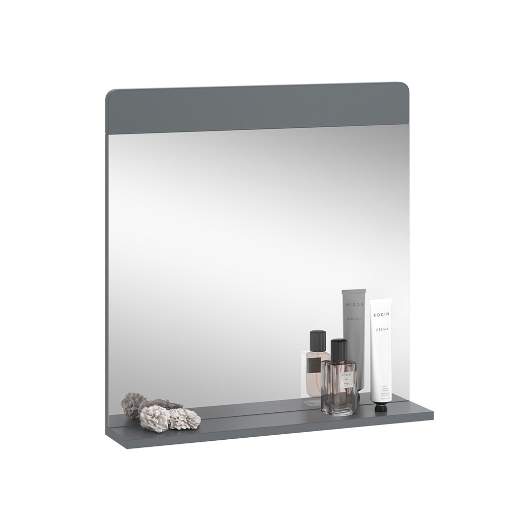 Vicco Badezimmerspiegel Izan Grau 60 x 62 cm mit Regal