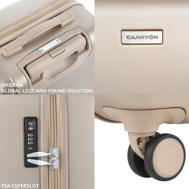 CarryOn Skyhopper handbagage koffer en Beautycase - Beige