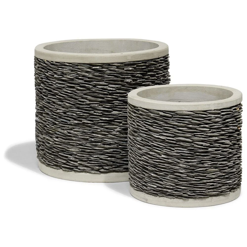 Pot ciment effet parement ardoise Ø44cm