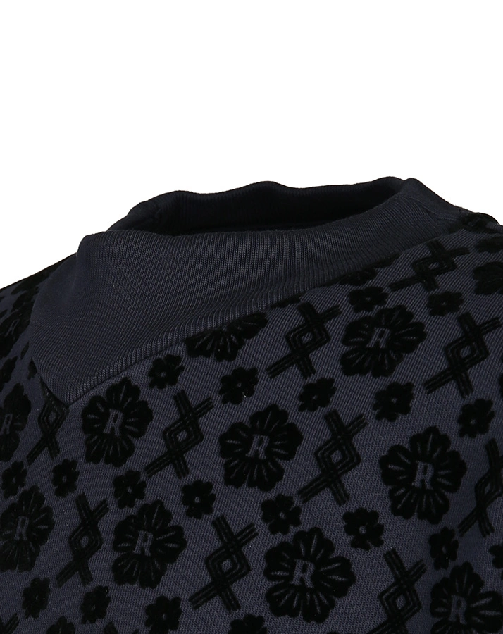 Sweat-Pullover BOXY mit Flockprint in blau/schwarz