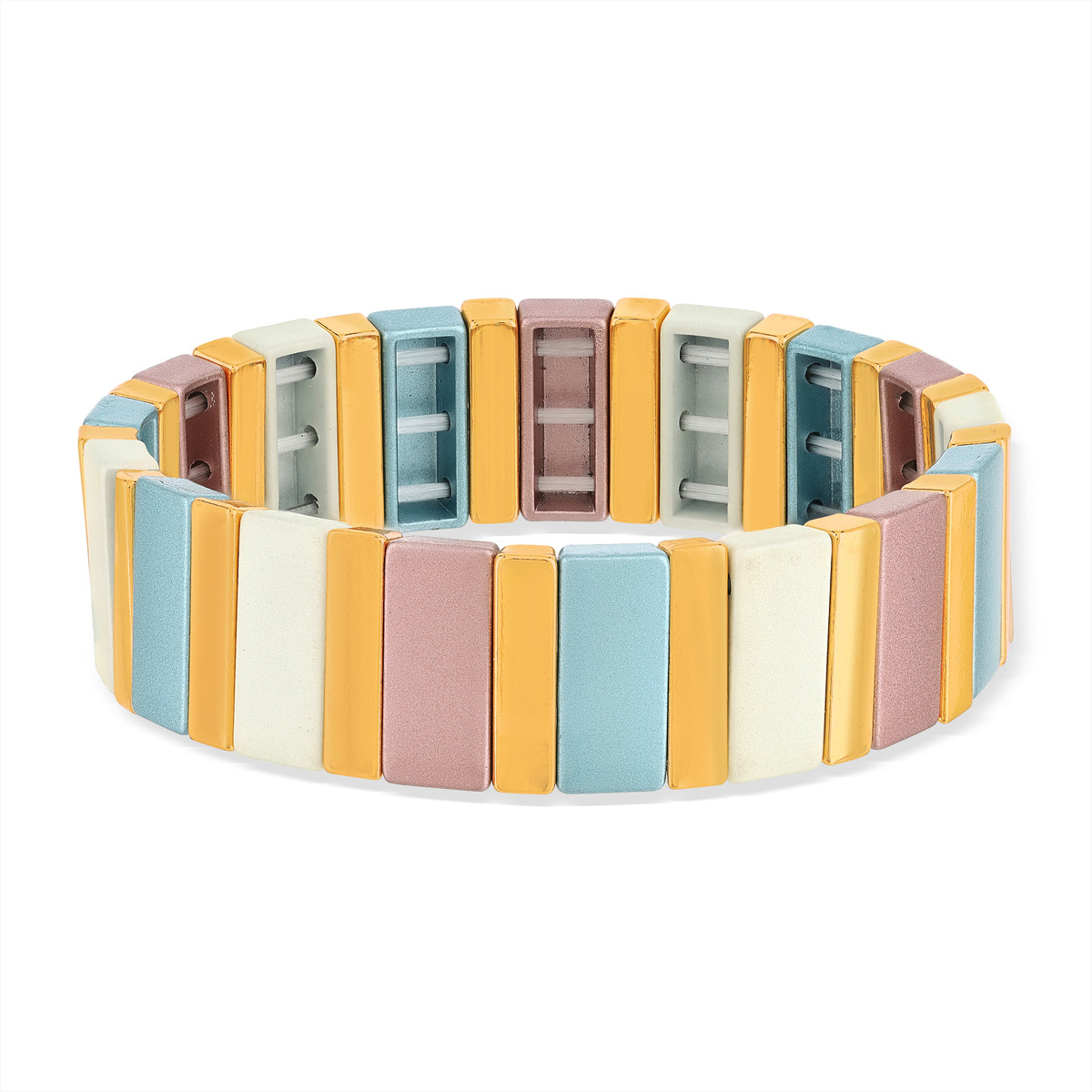 Bracelet élastique métal émaillé multicolore 15 mm