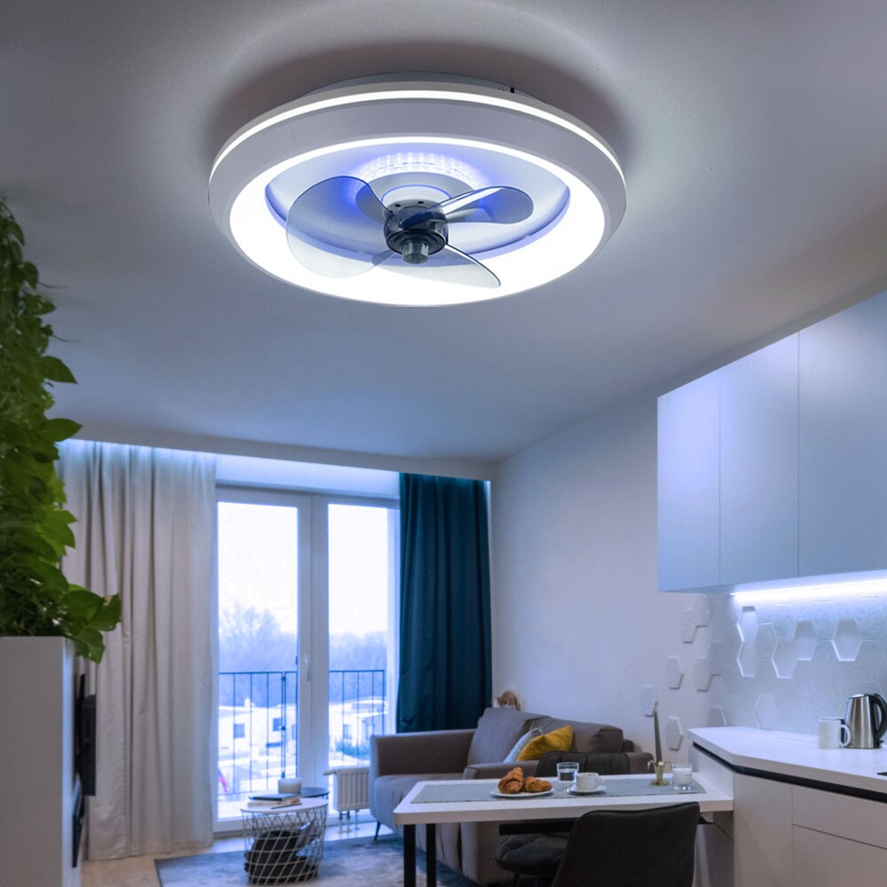 LED Deckenventilator, weiß, CCT, Fernbedienung, 48 cm