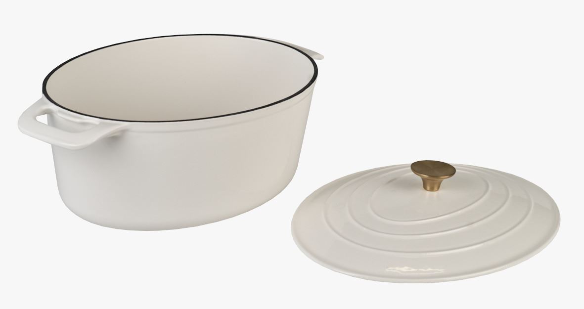 Støpejernsgryte oval kräm - 5800ml