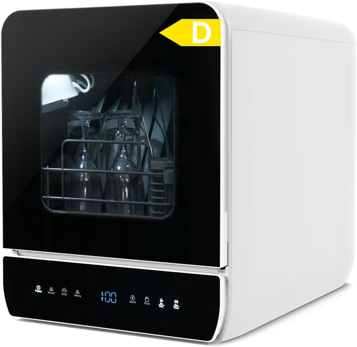Mini Geschirrspüler für 3 Gedecke, Tischgeschirrspüler mit 7 Programme mit Trocknungsfunktion, mit/ohne Wasseranschluss Benutzbar, Spülmaschine 4.8L, Touch Control für Wohnmobile Wohnungen