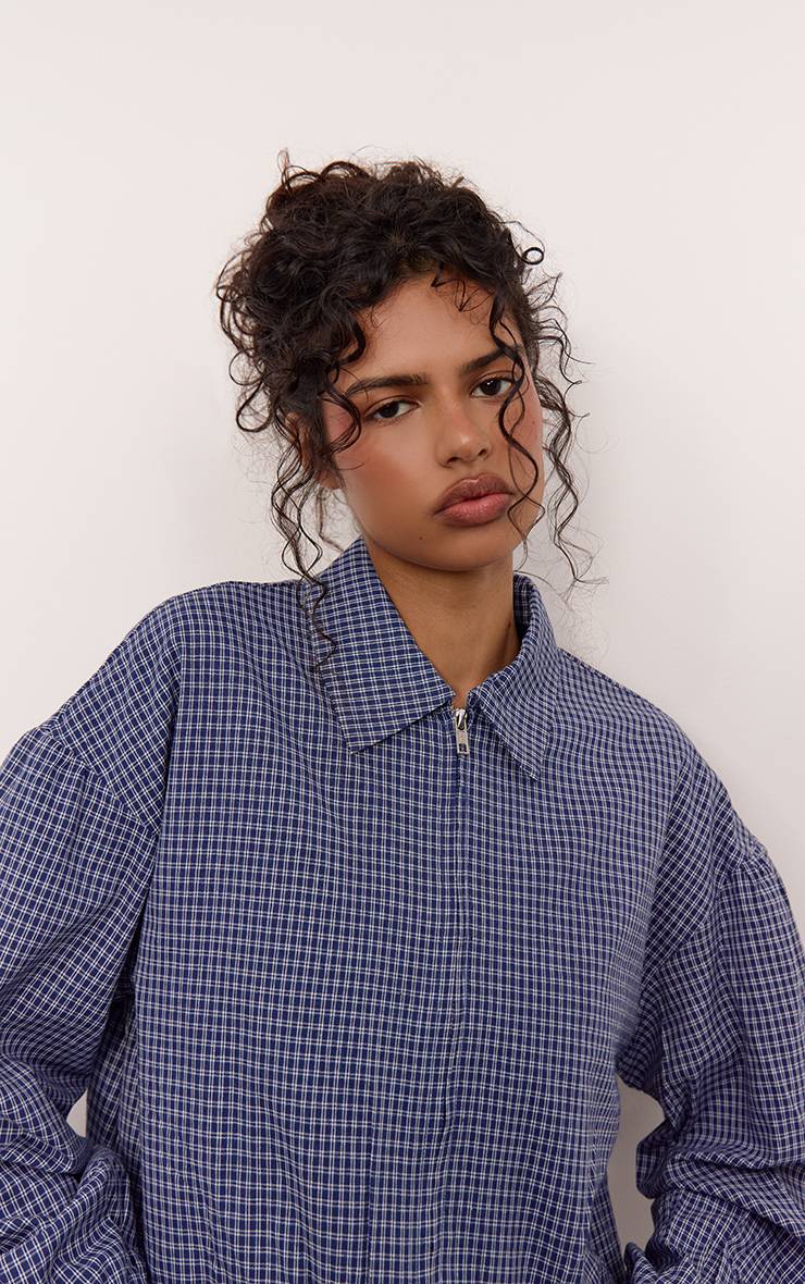 Bleu Marine Veste Zippée En Tissu Texturé
