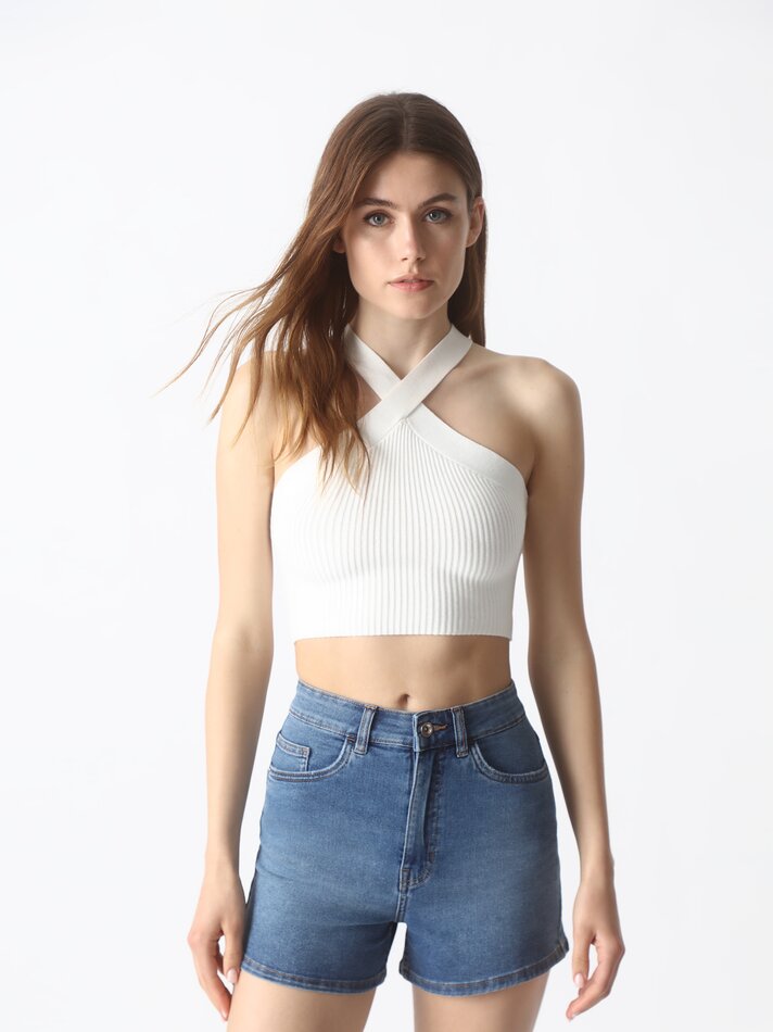Shorts jeans básicos - Azul índigo claro