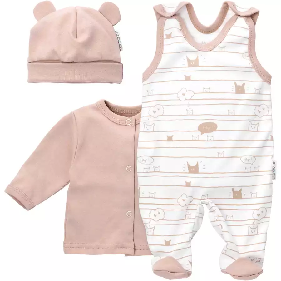 Baby Sweets 3tlg Set Strampler + Shirt + Mütze Lieblingsstücke weiß creme