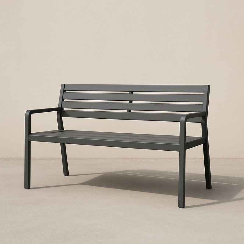 Metallbank Dunkelgrau Aluminium 3-Sitzer 127 cm