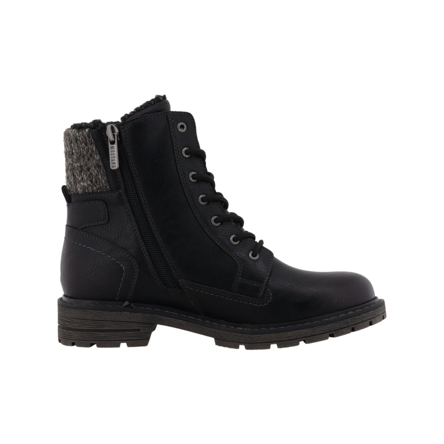 MUSTANG Schnürstiefelette aus pflegeleichtem Softmaterial mit Wollkragenabschluss