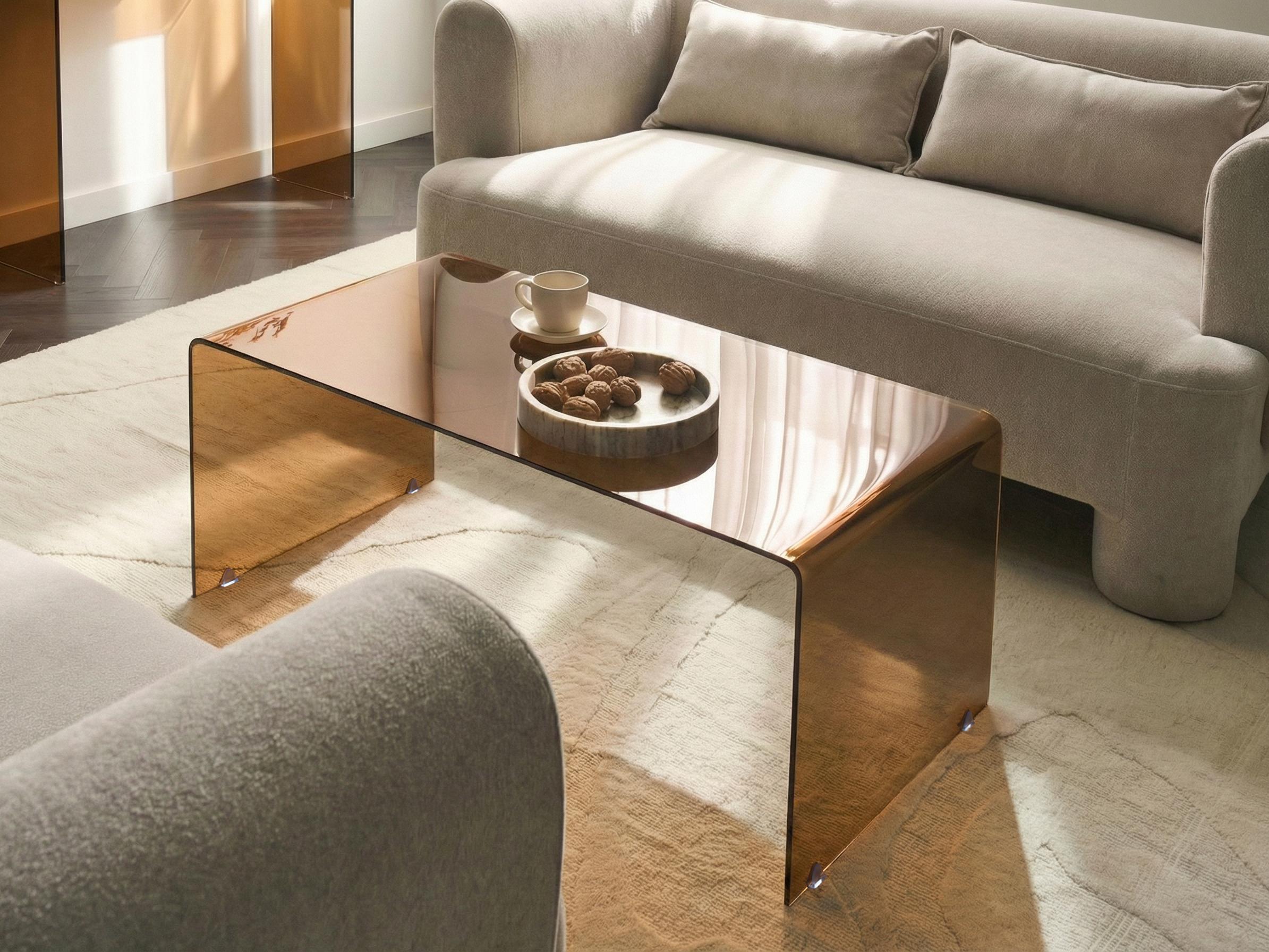 Salontafel KENDALL Veiligheidsglas Bruin