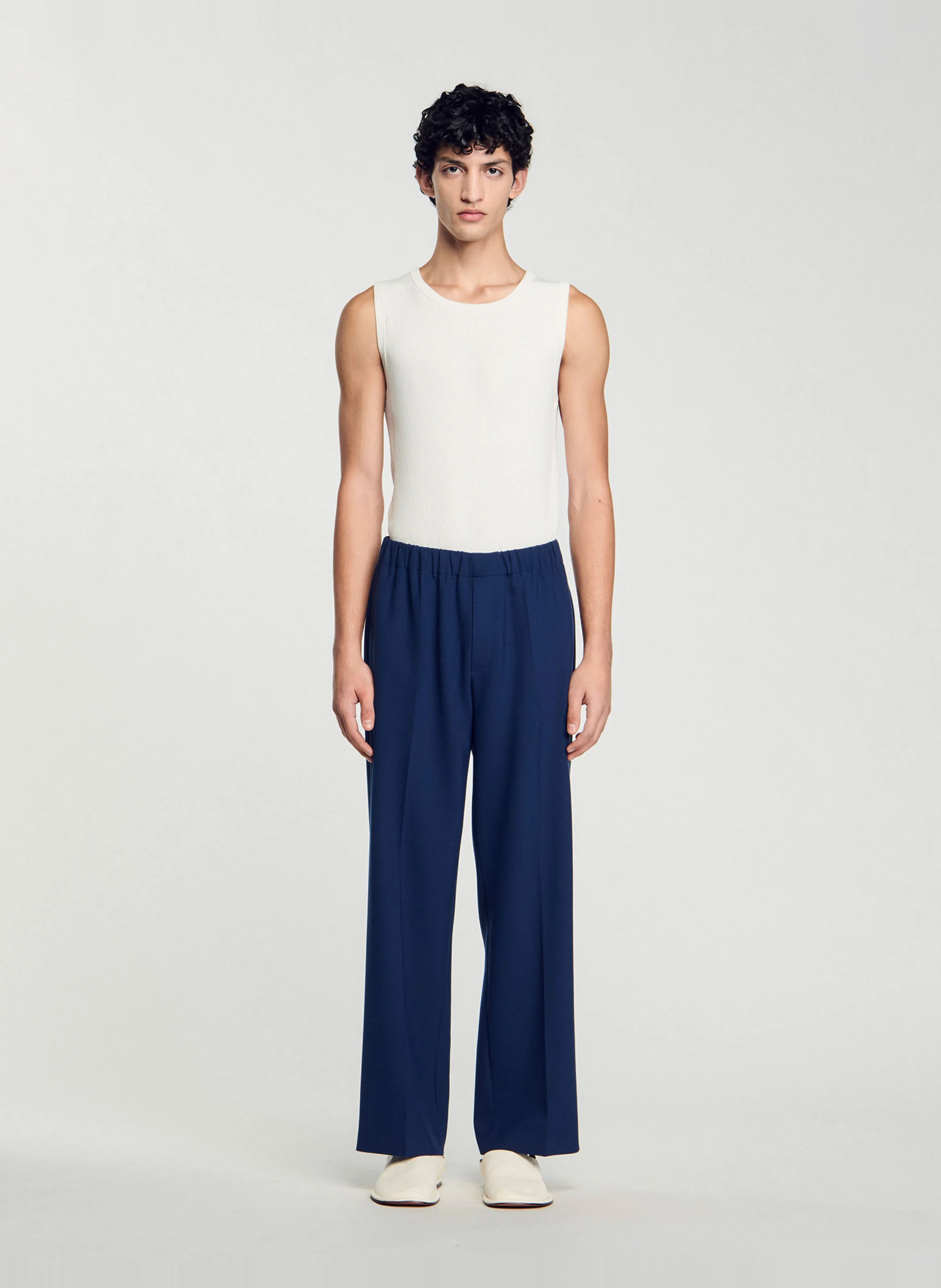 Pantalon large en jersey | Bleu