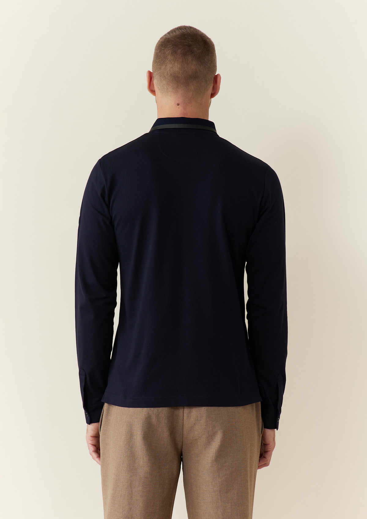 Polo Perspicace en coton mélangé uni bleu marine